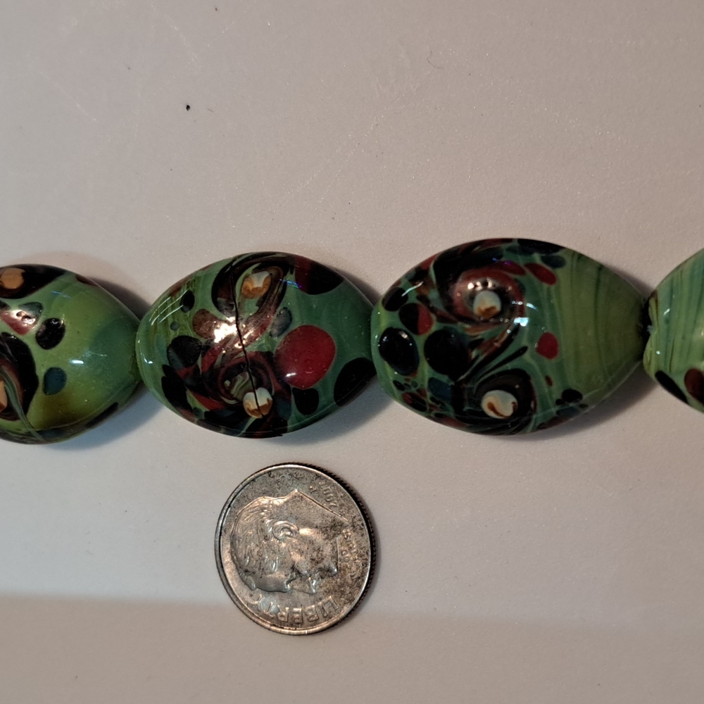 Vintage ceramic hand painted beads for jewelry making